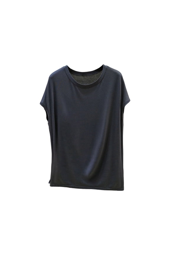 Women's Lounge Tee Comfy Plus Size Modal Soft Pajama Tops Loose Fit Summer Short Sleeve Sleep Top