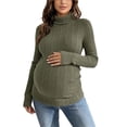 thumbnail image 1 of Gfyviroh Women's Maternity Knit Tops High Neck Ribbed Comfy Pregnancy Sweaters Long Sleeve Lightweight Slim Stretch Pullover Tops, 1 of 4