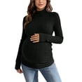 thumbnail image 1 of Gfyviroh Women's Maternity Knit Tops High Neck Ribbed Comfy Pregnancy Sweaters Long Sleeve Lightweight Slim Stretch Pullover Tops, 1 of 4