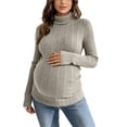 thumbnail image 1 of Gfyviroh Women's Maternity Knit Tops High Neck Ribbed Comfy Pregnancy Sweaters Long Sleeve Lightweight Slim Stretch Pullover Tops, 1 of 4