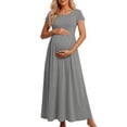thumbnail image 1 of Gfyviroh Women's Maternity Maxi T-Shirt Dress Short Sleeve Soft Casual Plain Dress Comfy Plus Size Pregnancy A-Line Dress, 1 of 7