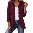 thumbnail image 1 of Gfyviroh Women's Ruffle Trim Fall Jacket Stylish Double Button Detail Open Front Boho Jackets Plus Size Casual Lightweight Outerwear, 1 of 9