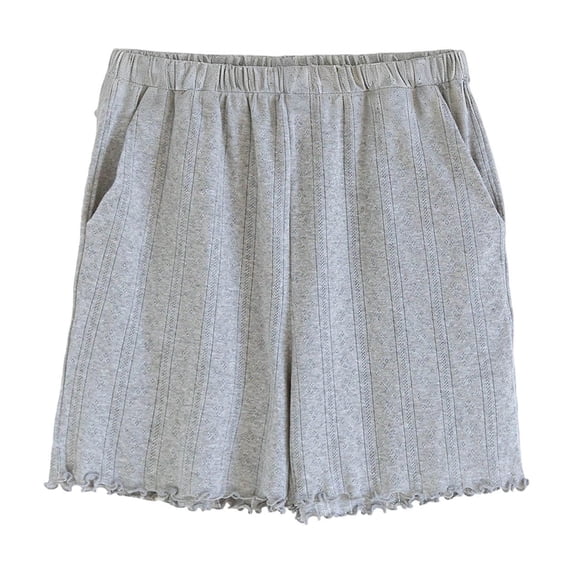 Gfyviroh Women's Sleep Shorts with Pockets Lounge Stylish Knitting Cotton Shorts Loose Fit Summer Pajama Shorts