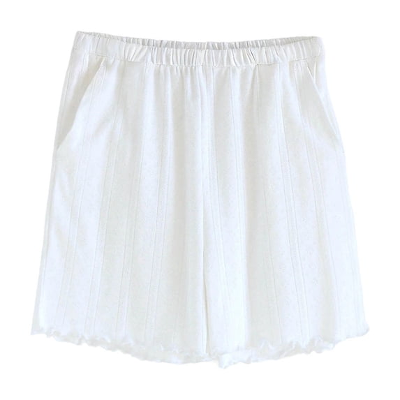 Gfyviroh Women's Sleep Shorts with Pockets Lounge Stylish Knitting Cotton Shorts Loose Fit Summer Pajama Shorts