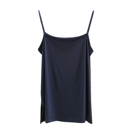 Gfyviroh Women's Spaghetti Strap Tops Casual Solid Color Side Slit Undershirts Thin Sleeveless Modal Cami Tops