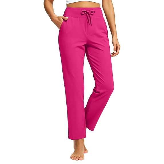 Gfyviroh Women's Stretch Sweatpants Plus Size Lightweight Drawstring Jogger Pants with Pockets Solid Straight Leg Sports Pants