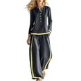 thumbnail image 1 of Gfyviroh Women's Stylish Fall Outfit Set Color Block Button Front Pullover 2 Piece Sets Long Sleeve Tops with Pants Casual Outfits, 1 of 6