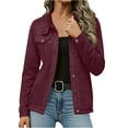 thumbnail image 1 of Gfyviroh Women's Suede Jackets Long Sleeve Stand Collar Jackets Solid Color Trendy Button Open Front Coats, 1 of 9