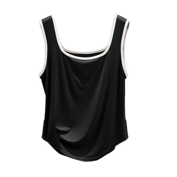 Gfyviroh Women's Tank Tops Square Neck Solid Color Thin Undershirts Sleeveless Soft Breathable Loungewear Tops