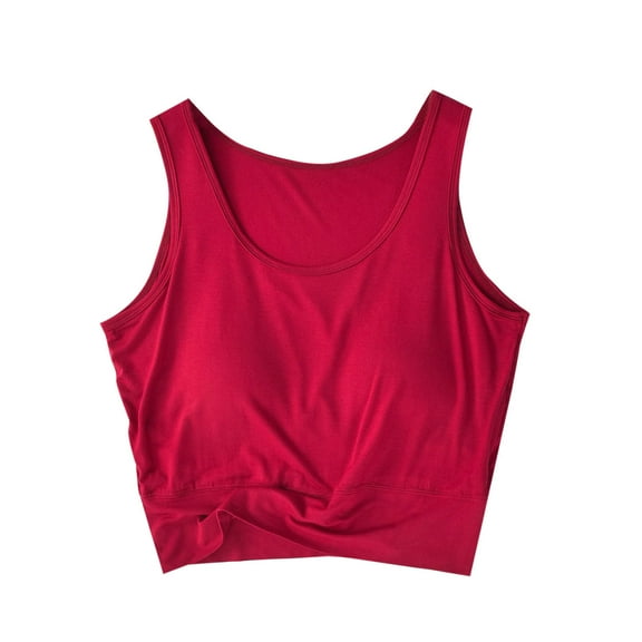 Gfyviroh Women's Tank Tops with Chest Pad Solid Color Crewneck Tops Casual Plus Size Sleeveless Summer Undershirts