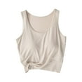 thumbnail image 1 of Gfyviroh Women's Tank Tops with Chest Pad Solid Color Crewneck Tops Casual Plus Size Sleeveless Summer Undershirts, 1 of 9