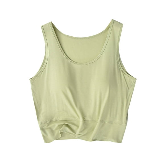 Gfyviroh Women's Tank Tops with Chest Pad Solid Color Crewneck Tops Casual Plus Size Sleeveless Summer Undershirts