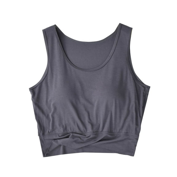 Gfyviroh Women's Tank Tops with Chest Pad Solid Color Crewneck Tops Casual Plus Size Sleeveless Summer Undershirts