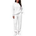 thumbnail image 1 of Gfyviroh Women's Textured Sweatsuits 2 Piece Outfits Crewneck Sweatshirts and Jogger Sweatpants Stylish Tracksuit Solid Lightweight Loose Casual Set, 1 of 8
