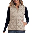 thumbnail image 1 of Gfyviroh Women's Thermal Vests Full Zip Casual Plus Size Pockets Jackets Turn-down Collar Lightweight Solid Sleeveless Outerwear, 1 of 9