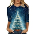 thumbnail image 1 of Gfyviroh Women's Tshirt Tops 3/4 Sleeve Pullover Crewneck Tops Casual Christmas Tree Printing Plus Size Loose Tops, 1 of 5