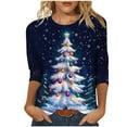 thumbnail image 1 of Gfyviroh Women's Tshirt Tops 3/4 Sleeve Pullover Crewneck Tops Casual Christmas Tree Printing Plus Size Loose Tops, 1 of 5