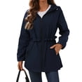 thumbnail image 1 of Gfyviroh Women's Zip Up Jacket Lightweight Waterproof Long Sleeve Anorak Jacket Ruffle Trendy Solid Casual Hooded Coat, 1 of 5