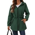 thumbnail image 1 of Gfyviroh Women's Zip Up Jacket Lightweight Waterproof Long Sleeve Anorak Jacket Ruffle Trendy Solid Casual Hooded Coat, 1 of 6