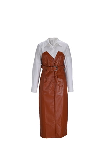 chinese dress ladies Womens Teal Blue Midi Leather Dress with Halter Neck  Hides and Cult