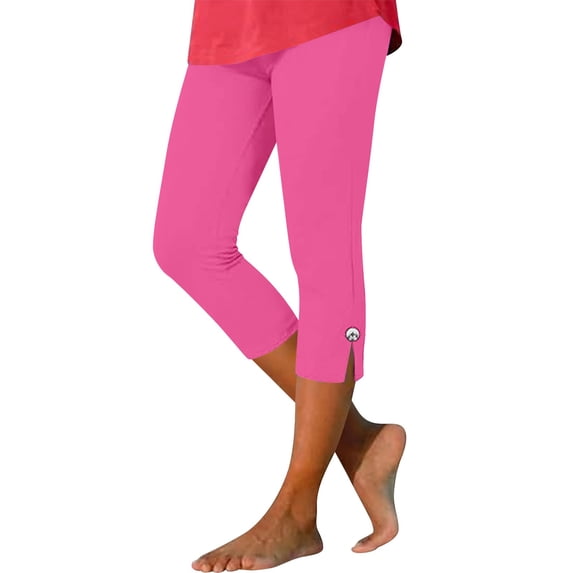Gfyviroh Womens Capri Leggings Summer High Waisted Solid Color Capris Soft Lightweight Slim Fit Yoga Gym Pants