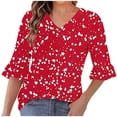 thumbnail image 1 of Gfyviroh Womens Pullover Tops Print Trendy 3/4 Sleeve Tops Loose V Neck Casual Comfortable T-shirts, 1 of 6