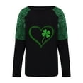 thumbnail image 1 of Gfyviroh Womens St. Patrick's Day T-shirts Sequin Patchwork Print Long Sleeve Tops Casual Crew Neck Pullover Tee Tops, 1 of 8