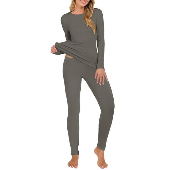 Gfyviroh Womens Thermal Pajamas Sets 2 Piece Slim Fit Loungewear Long Sets Long Sleeve Tops and Pants Winter Warm Sets