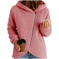 thumbnail image 1 of Gfyviroh Zip Up Jackets for Women Solid Color Lightweight Fleece Outerwear Plus Size Long Sleeve Casual Hooded Jackets, 1 of 6