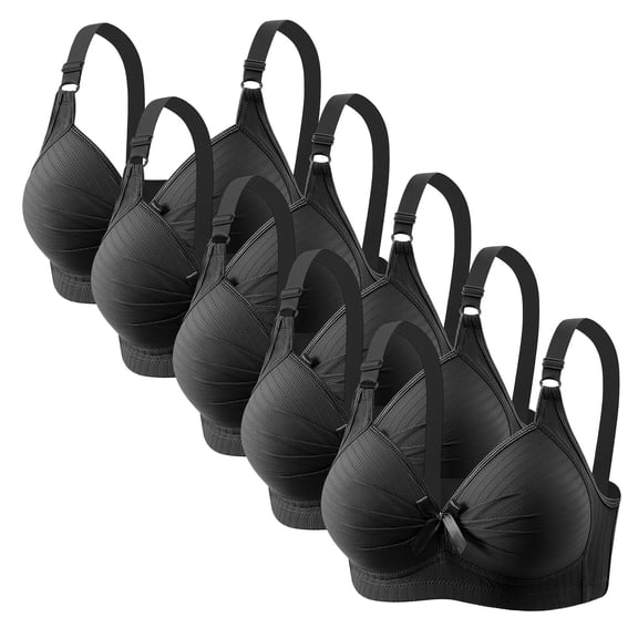 Gfyviron Womens Bras 5 Pack Plus Size Pleated Wireless Breathable Bras Push Up Full Coverage Comfortable Bras