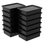 Ggbin 12-Pack 13 L Commercial Bus Tub with Lid, Plastic Wash Tub Basin, Black