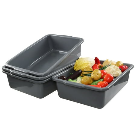 Ggbin 32 L Grey Commercial Bus Tubs, Large Plastic Restaurant Bus Box, 4 Packs