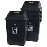 Ggbin 4-Pack 18 Gallon Plastic Swing Lid Trash Can, Large Kitchen Garbage Can, Gray