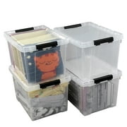 Ggbin Clear 50 Quart Plastic Tote Rolling Storage Box Bin with Lid, 4 Packs