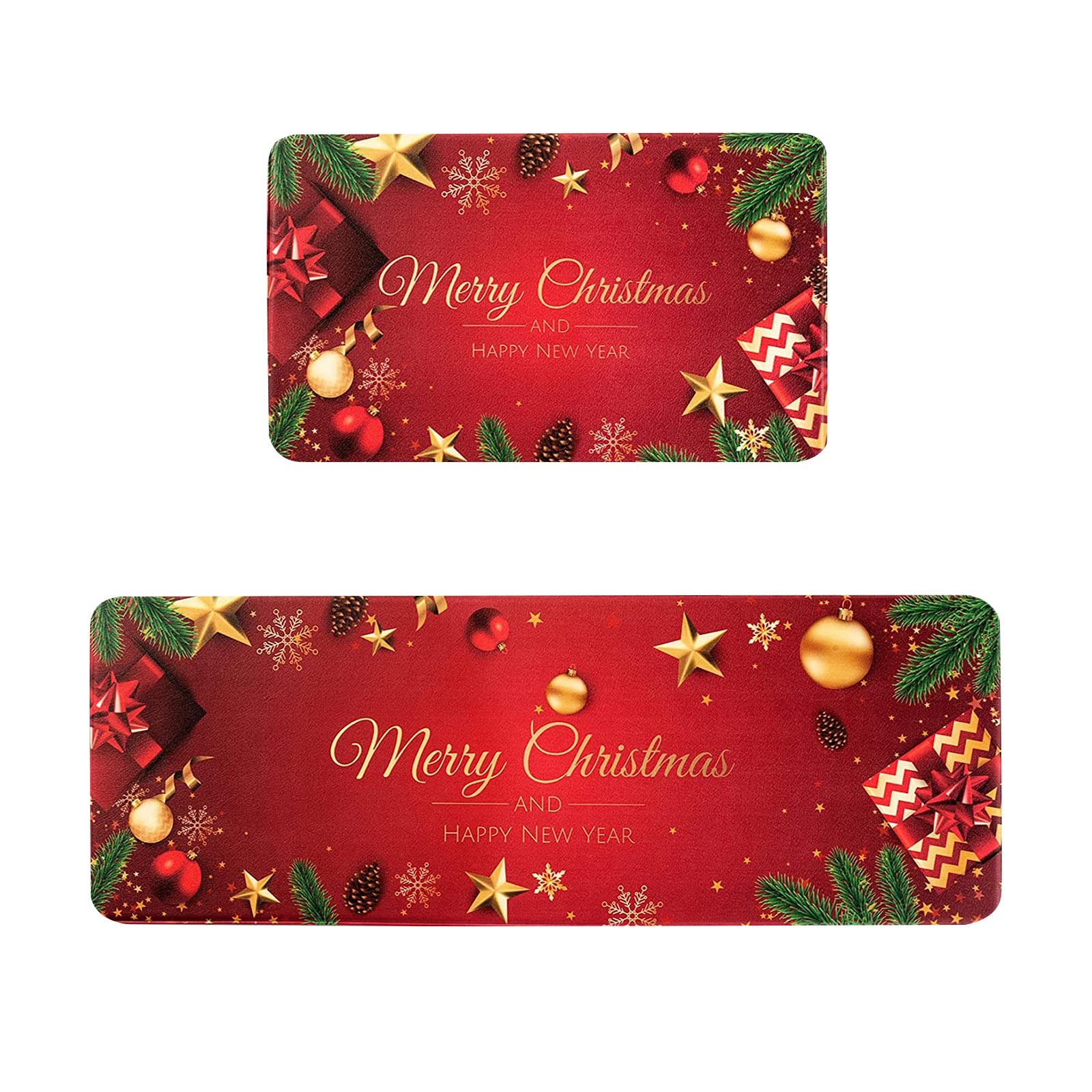 Ggdda Outdoor Rug Christmas Kitchen Carpet (2 Pieces) Merry Christmas