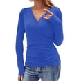 thumbnail image 1 of Gglogagt Women's Deep V Neck 3/4 Sleeve Cross Surplice Wrap Tops Blue M, 1 of 6