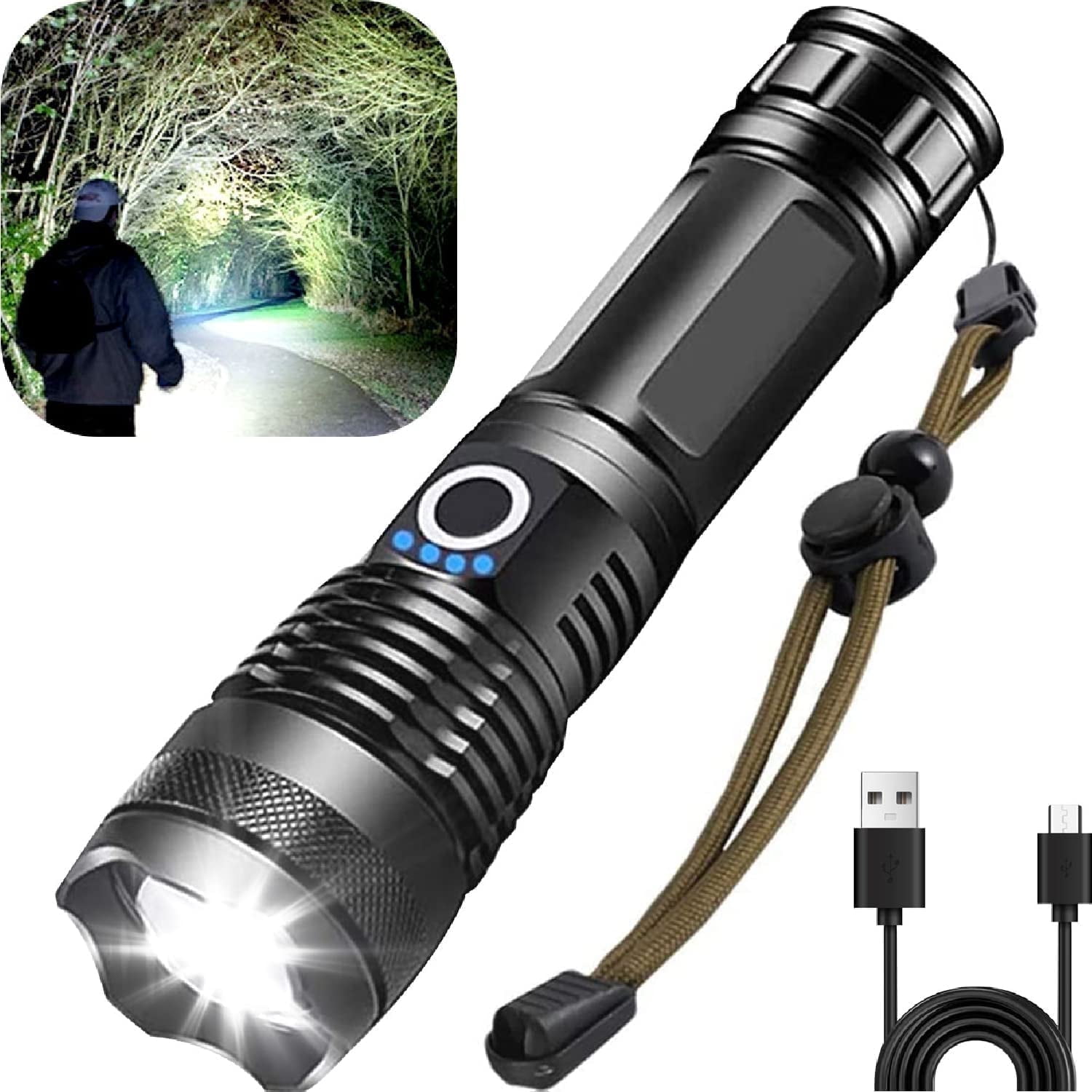 Ggpg 100000 High Lumens Flashlights,Usb Rechargeable Powerful Waterproof Super Very Bright Lighting