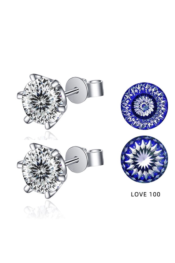 Gh Color Vvs Round Cherry Blossom Cut Moissanite Earrings Cut Pure Silver Moissanite Earrings