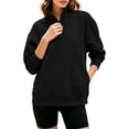 thumbnail image 1 of Ghalytn Half Zip Stand Collar Long Sleeve Oversized Sweatshirt Women's Fleece Lined Pullover Top, 1 of 9
