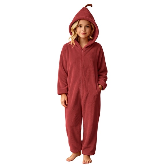 Ghalytn Kids' Halloween Onesie Pajamas, Pumpkin Hood Flannel Zipper Footless Costume with Pockets