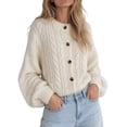 thumbnail image 1 of Ghalytn Women's Cable Knit Cardigan Sweater - Oversized Loose Fit Long Sleeve Button Front Ribbed Cuff Layering Top, 1 of 5