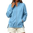 thumbnail image 1 of Ghalytn Women's Fleece Lined Full Zip Jacket Stand Collar Long Sleeve Casual Sweatshirt Coat with Pockets, 1 of 9