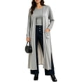 thumbnail image 1 of Ghalytn Women's Open Front Maxi Cardigan Long Sleeve Duster Coat with Pockets and Side Slits Casual Layering Outerwear, 1 of 6