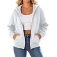 thumbnail image 1 of Ghalytn Women's Oversized Full Zip Drawstring Hooded Fleece Jacket, Rib Cuff Relaxed Waist Hem Pullover with Pocket, 1 of 9
