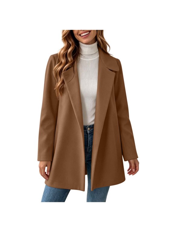 Women's Peter Pan Collar A-Line Cape Coat, Short Wool Blend Swing Jacket with Double Buttons