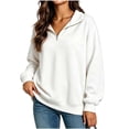 thumbnail image 1 of Ghalytn Women's Quarter Zip Collared Sweatshirt, Long Rib Cuff Sleeve Drop Shoulder Relaxed Fit Pullover Top, 1 of 5