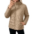 thumbnail image 1 of Ghalytn Women's Quilted Jacket Stand Collar Full Zip Lightweight Puffer Coat Long Sleeve Outerwear, 1 of 8