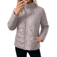 thumbnail image 1 of Ghalytn Women's Quilted Jacket Stand Collar Full Zip Lightweight Puffer Coat Long Sleeve Outerwear, 1 of 8