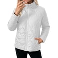 thumbnail image 1 of Ghalytn Women's Quilted Jacket Stand Collar Full Zip Lightweight Puffer Coat Long Sleeve Outerwear, 1 of 8