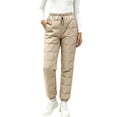thumbnail image 1 of Ghalytn Women's Quilted Padded Winter Jogger Pants - Drawstring Warm Cuffed Ankle Trousers with Pockets, 1 of 6